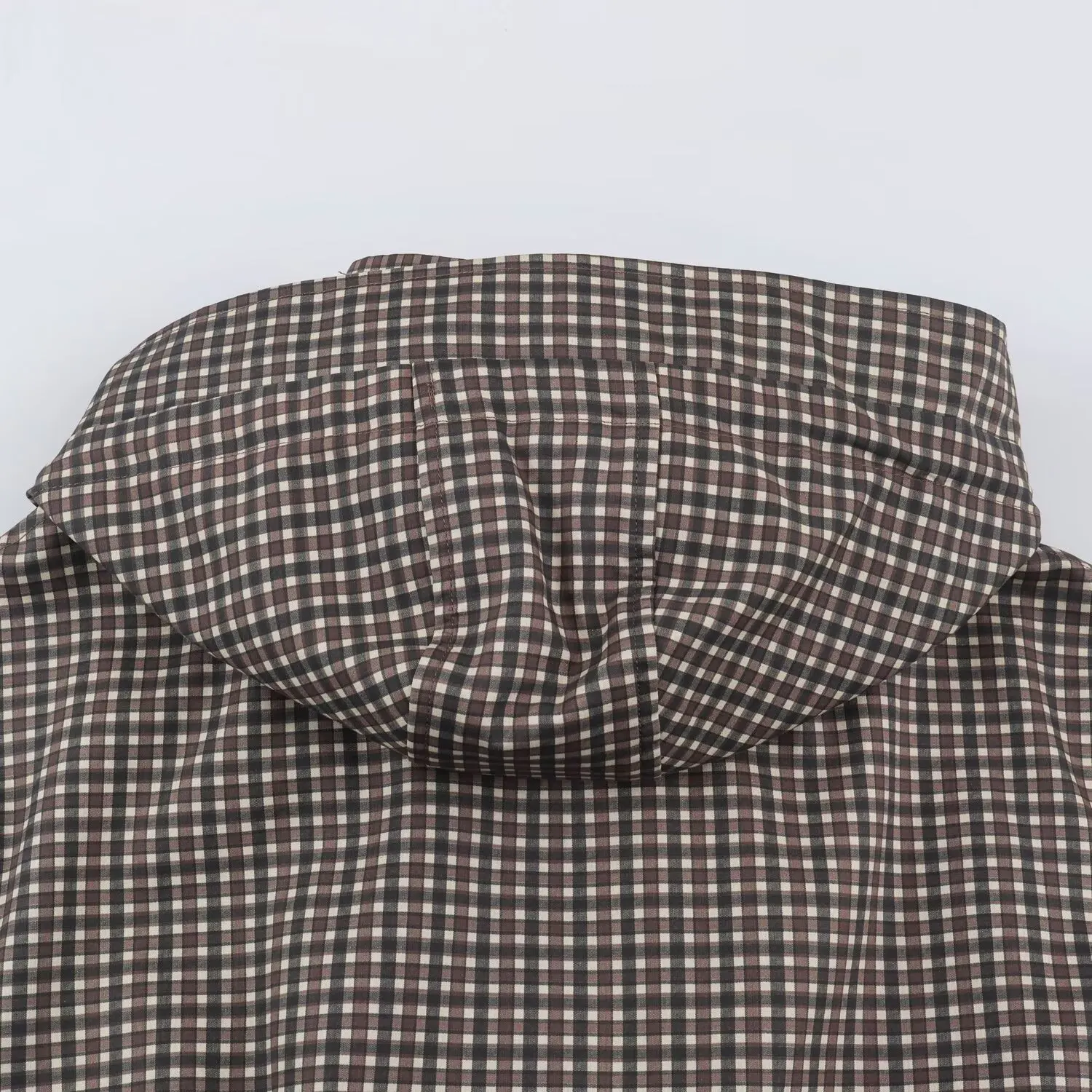 Modische Retro-Karo-Kapuzenjacke für Damen, Langarm, Tailliert, Locker Sitzend, Leichte Oberbekleidung, Mantel, Herbst 2026, Neue Alltagsjacken – Detail 8
