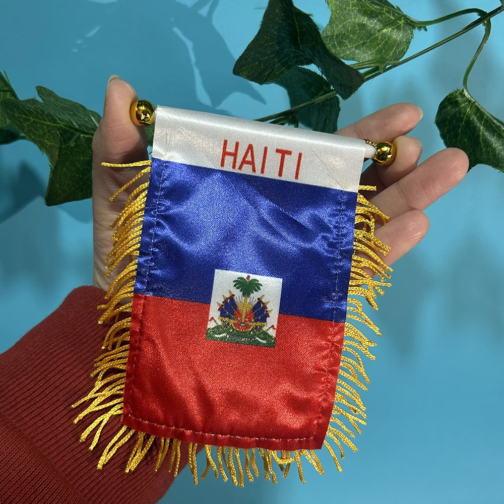 SKY FLAG Haiti Car Window flag 8*12cm Polyester double side printed Haiti Hanging pennant Flags Hayti Mini flag