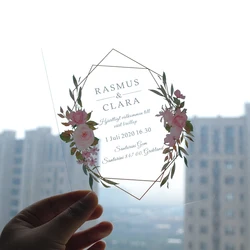 10pcs Transparent Personalized UV Print Customized PVC Card Wedding Invitation with Envelop