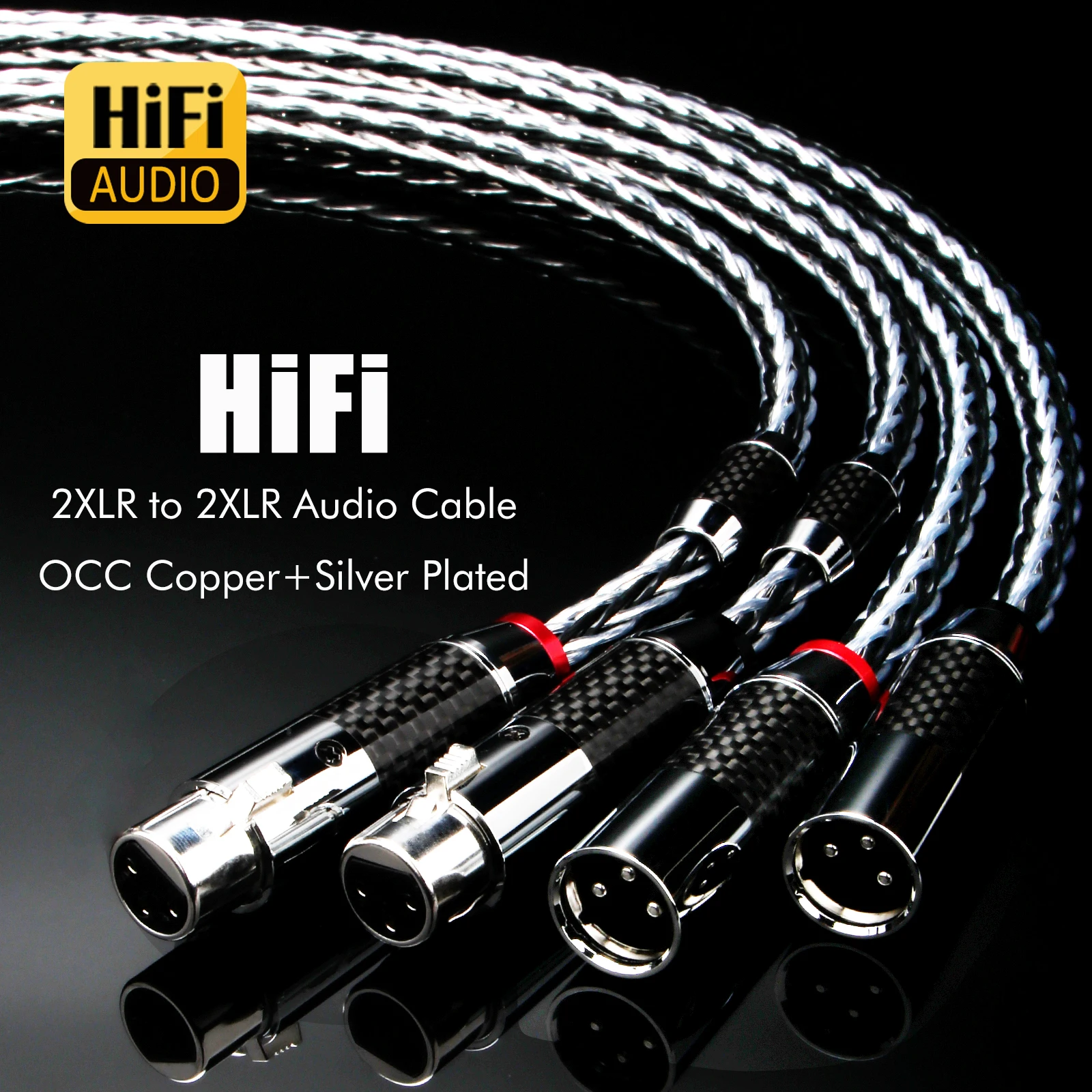 Paar 8CS XLR-Kabel 16-adrig 7N OCC versilbertes XLR-Kabel Stecker auf Buchse verriegelter XLR-Stecker Splitter Audio-Symmetriekabel – Detail 9