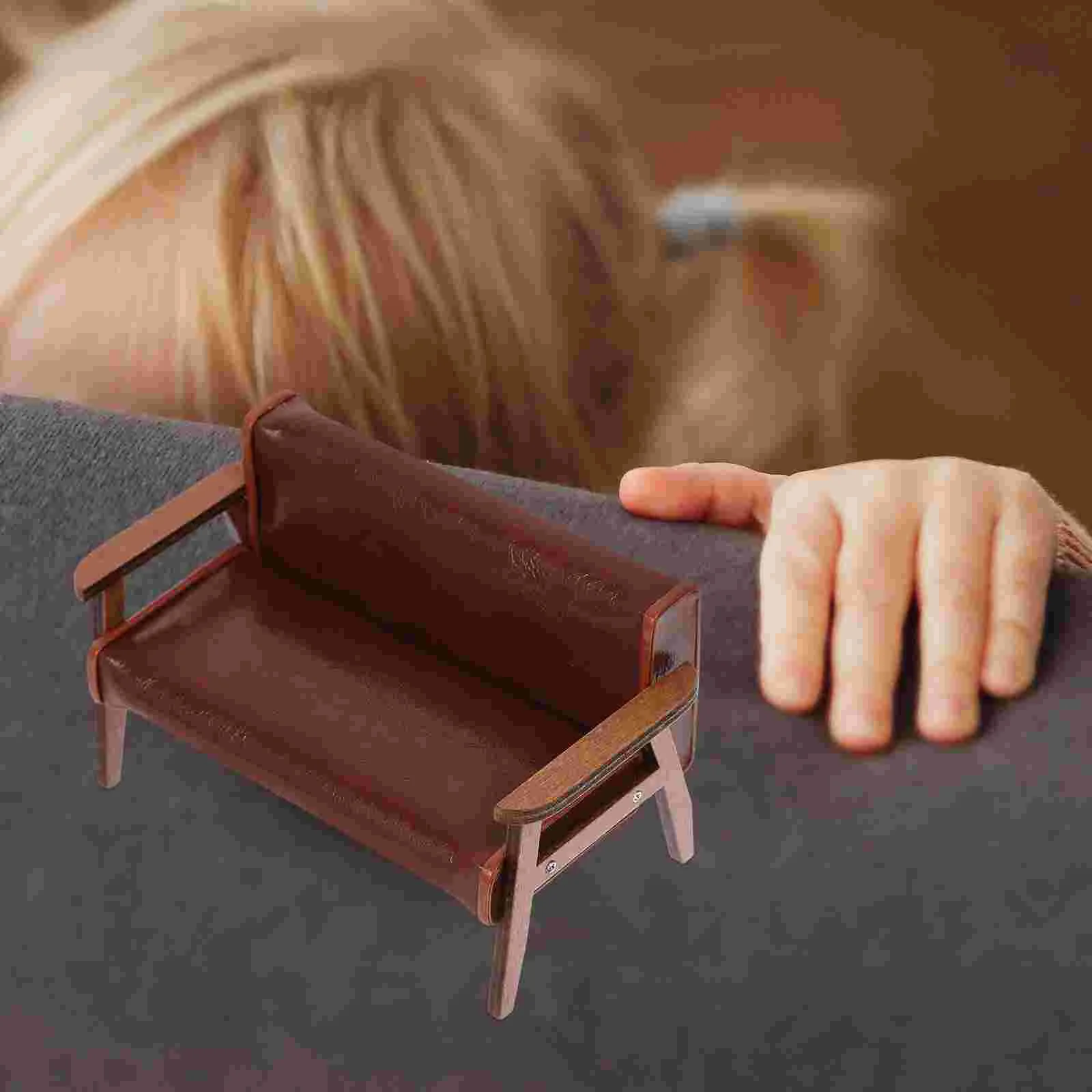 Miniature Furniture Chair Retro Decor House Decoration Vintage Couchs Light Brown