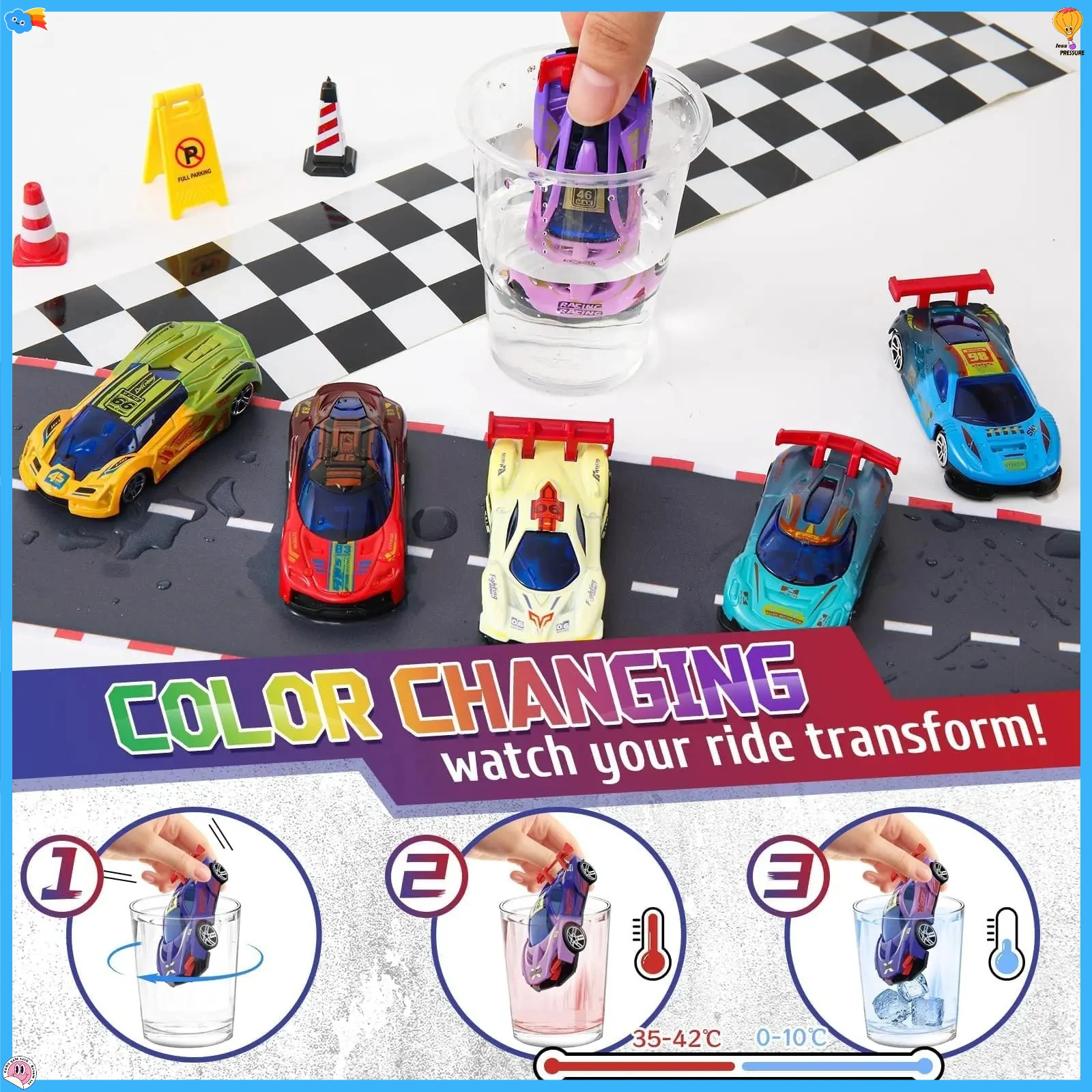 

Волшебные мини-гоночные машинки из сплава с изменением цвета воды и температуры, модель гоночных транспортных средств с защитой от ударов, водная игрушка для ванны