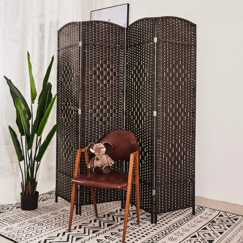 Weave Fiber Room Divider Portable Partition Folding Study and Sitting Room Dining Screen Partition Wall Panels Screens Dividers