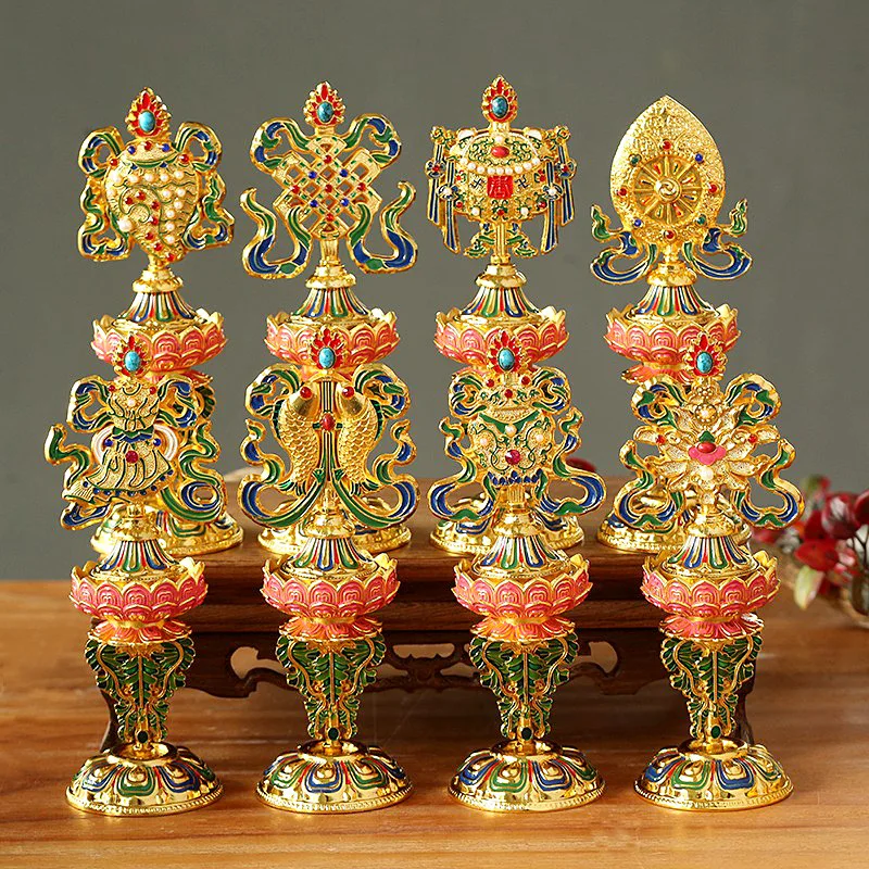 

Metal Painted Eight Auspicious Ornaments Feng Shui Accessories Pray for Auspiciousness Chinese Style Living Room Home Decoration