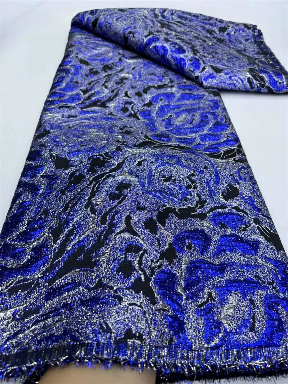 

Hot Sale Royal Blue African Jacquard Brocade Fabric 5 Yards 2024 Nigerian Lace Fabrics Embroidered Fabric 5 Yards Dress Wp727-2