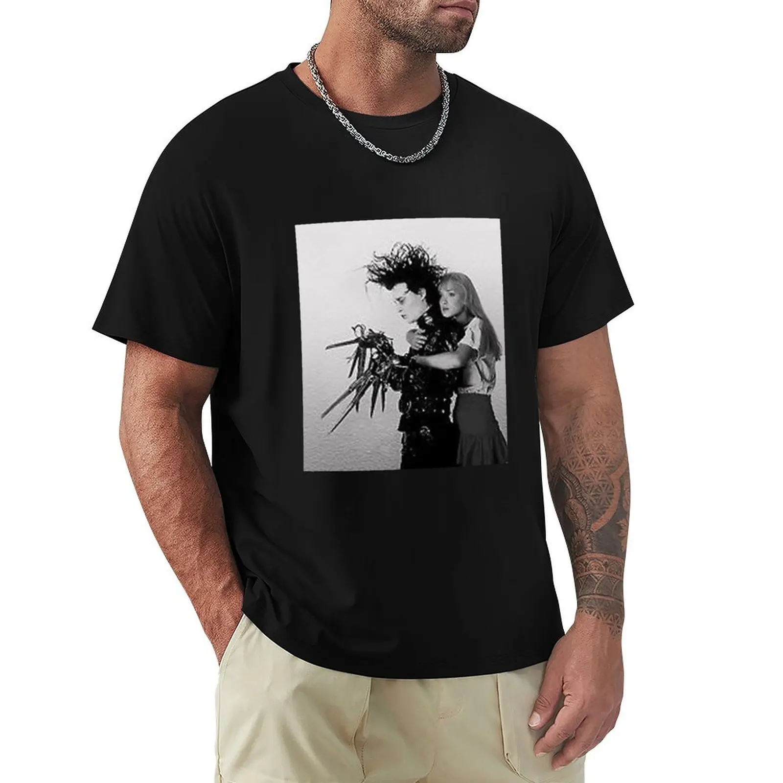 

Edward Scissorhands & Kim T-Shirt cute tops funny meme t-shirts luxury clothing labubu Short sleeve tee t shirt men