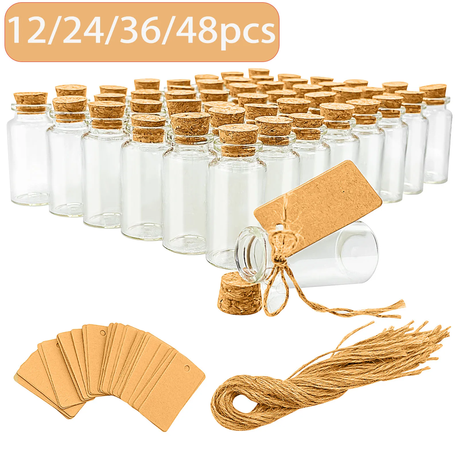 

25ML Small Glass Bottles with Cork DIY Clear Wish Bottle Mini Glass Vials Hanging Decoration for Wedding Party Favors