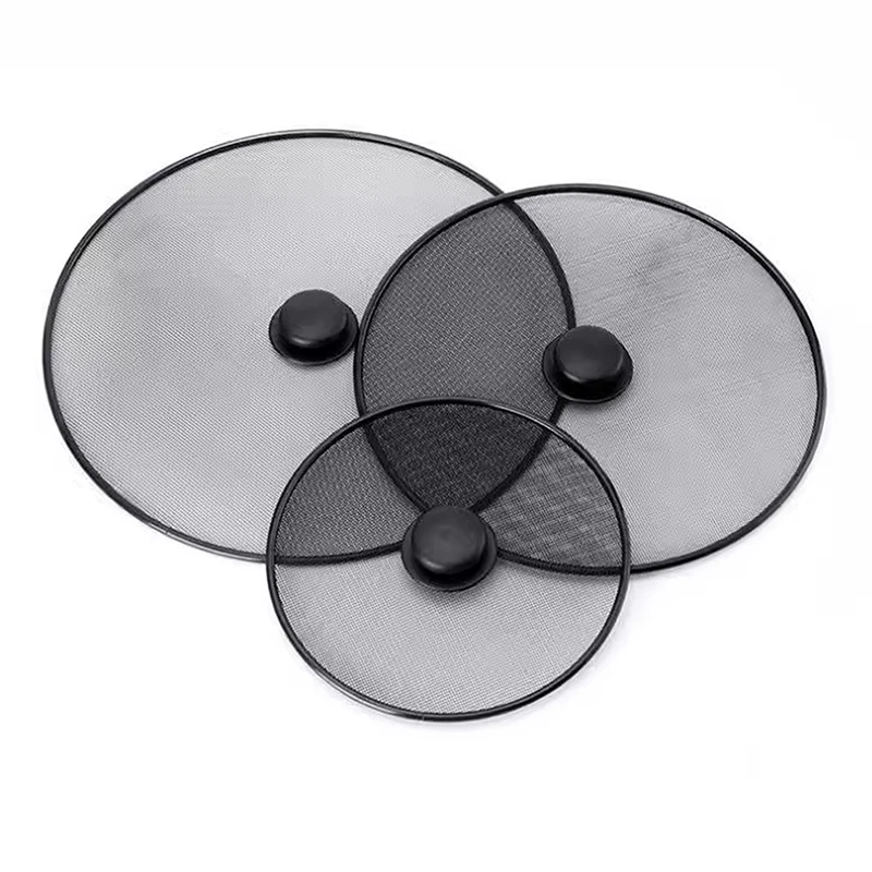 Ultra‑fine Mesh Oil Splatter Shield Black Anti‑Splash Pan Lid Sturdy Oil‑Proof Cover Essential Home Kitchen Gadget