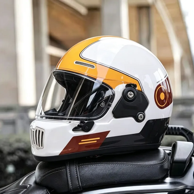 Classic Retro Full Face Motorcycle Helmet DOT Certified Safety Protection Suitable for Men and Women