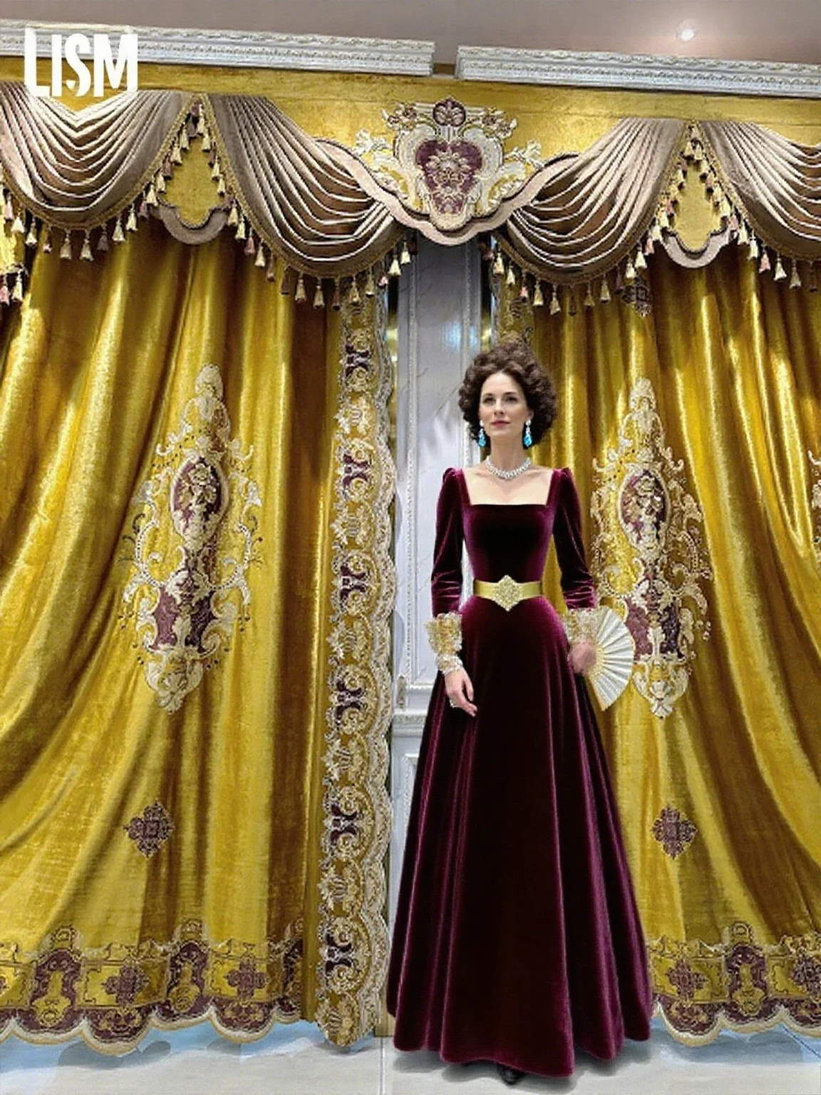 

Custom European Velvet Blue Curtains for Living Room Bedroom Villa Jacquard Valance Blackout Luxury Decor Embroidered Lace Tulle