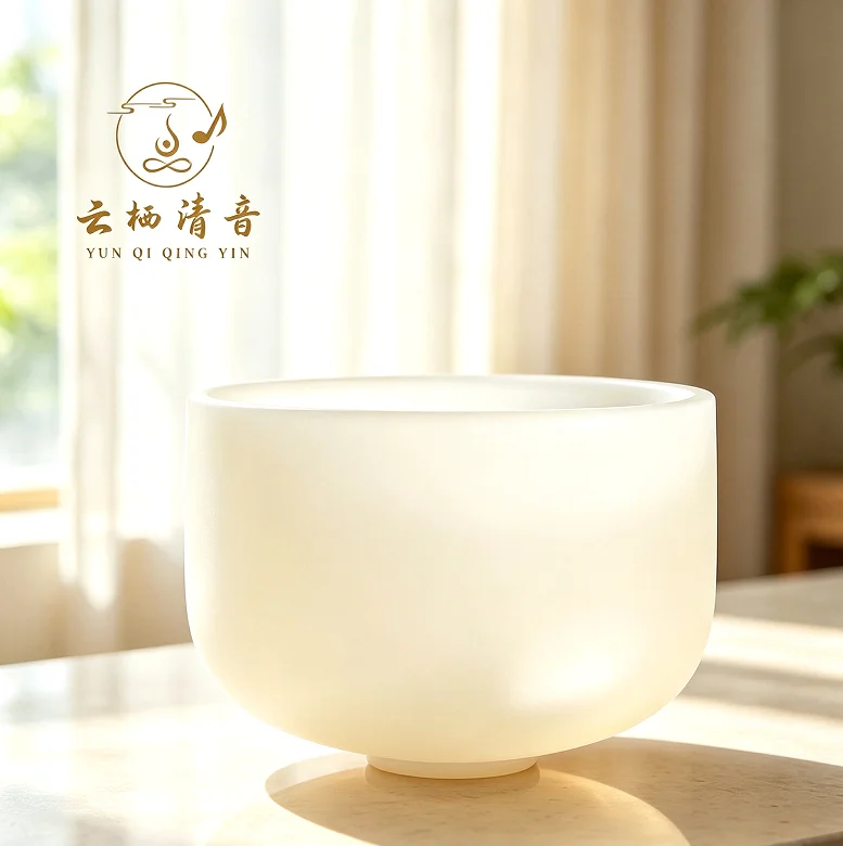 YUNQIQINGYIN CrystalSoul 432Hz Natural Ore Tea Color Frosted Quartz Crystal Singing Bowl Complete Set with Accessories Sound Healing Instrument for Yoga Sound Bath Meditation Chakra Balancing