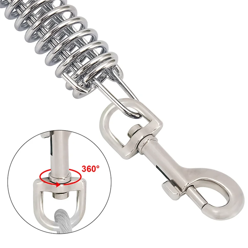 ABKP-Dog Tie Out Cable Dog Runner For Yard Steel Wire Dog Leash With Superior Spring Large Dog Running In Outdoor