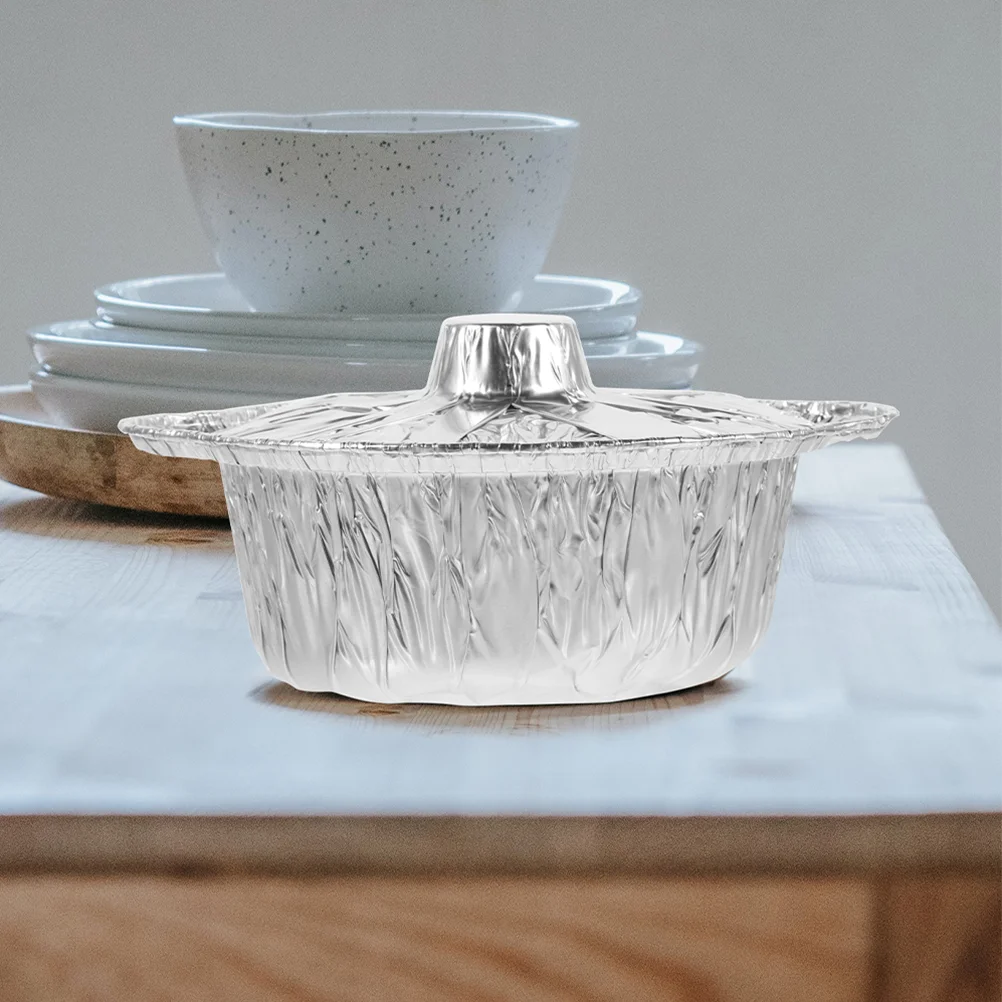

6 Pcs 8 Inch Barbecue Aluminum Pot Lid 2300ml Heat Resistant Baking Foil Pot for Use Kitchen Supplies Food