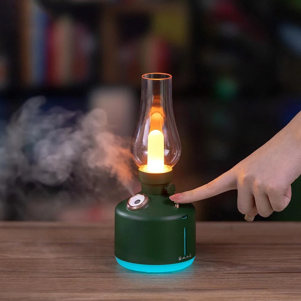 Humidificador de aire con lámpara Retro, difusor de Aroma inalámbrico, recargable por USB, luces de 7 colores, vapor fresco para regalo de Navidad