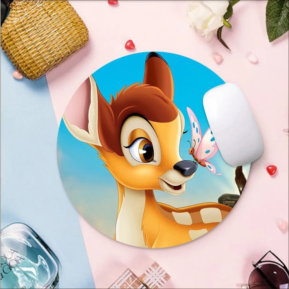 Disney Bambi Mousepad Small Round Speed Version Game Computer Keyboard Office Table Mat PC Laptop Mouse mat Desktop Mat