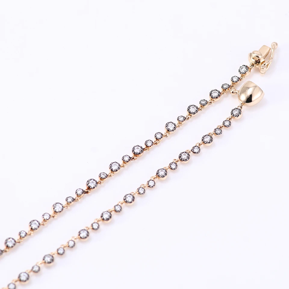 Provence 10K 14K Solid gold DEF Color Round Cut Lab diamond Necklace for women Neo-gothic beaded chain Necklace Custom Jewelry
