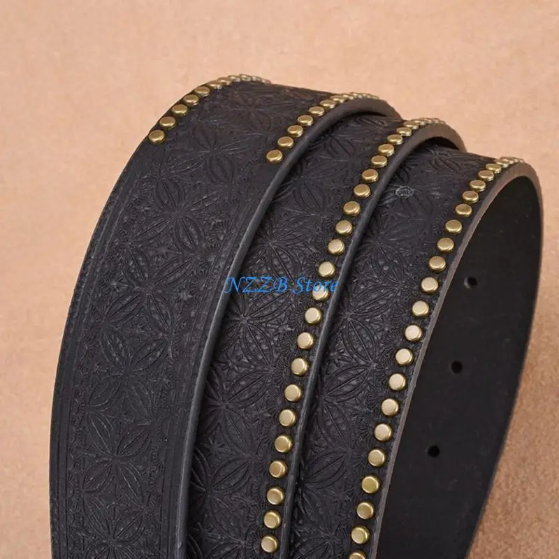 

T21F Ethnic Engraved Belt for Women Fashion Pants Belt Western Cowgirls Waistband for Female Lady Decorative Belt Waiststrap