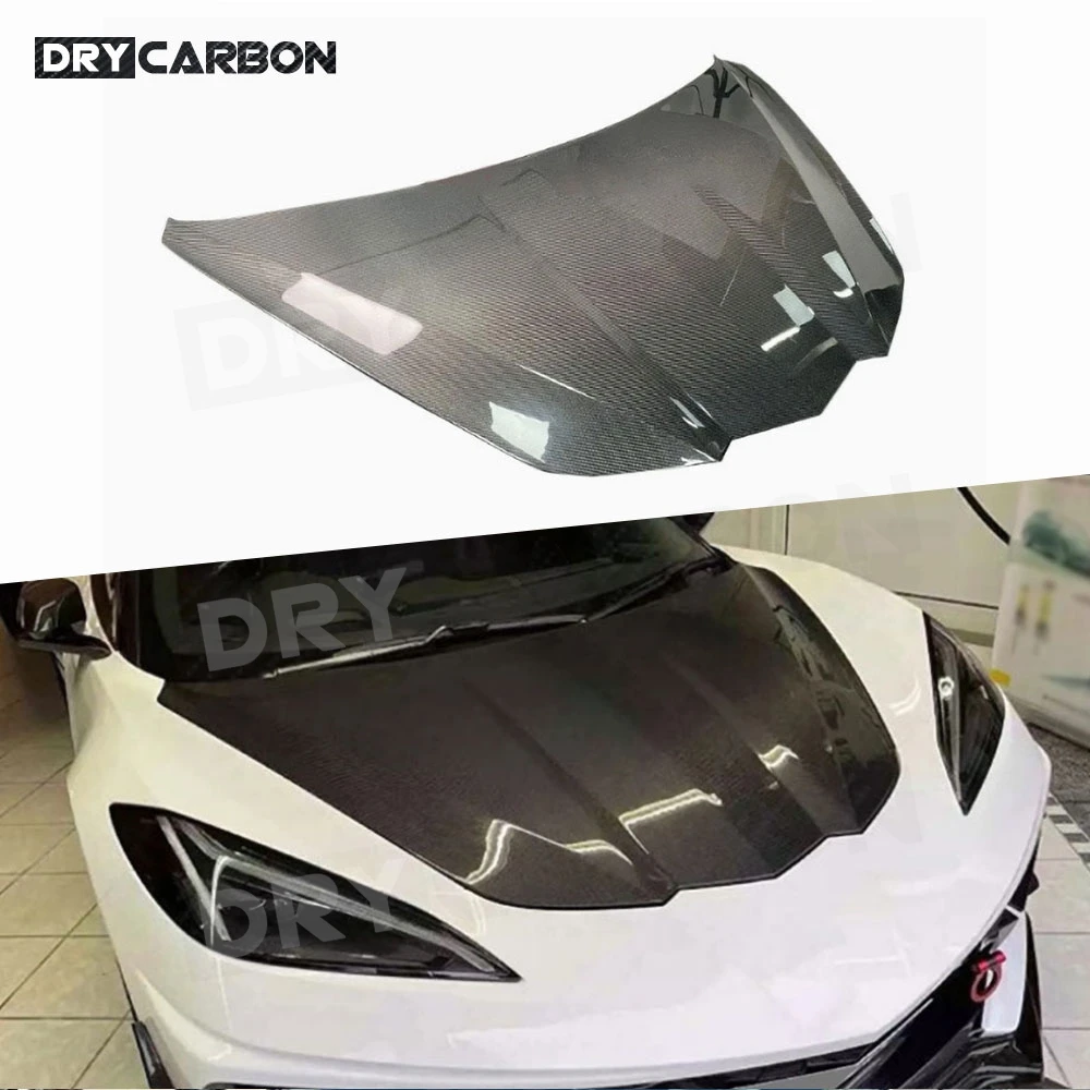 

Капот двигателя из углеродного волокна для Chevrolet Corvette C8 2020-2024, передняя крышка двигателя автомобиля, комплекты кузова, Стайлинг автомобиля FRP