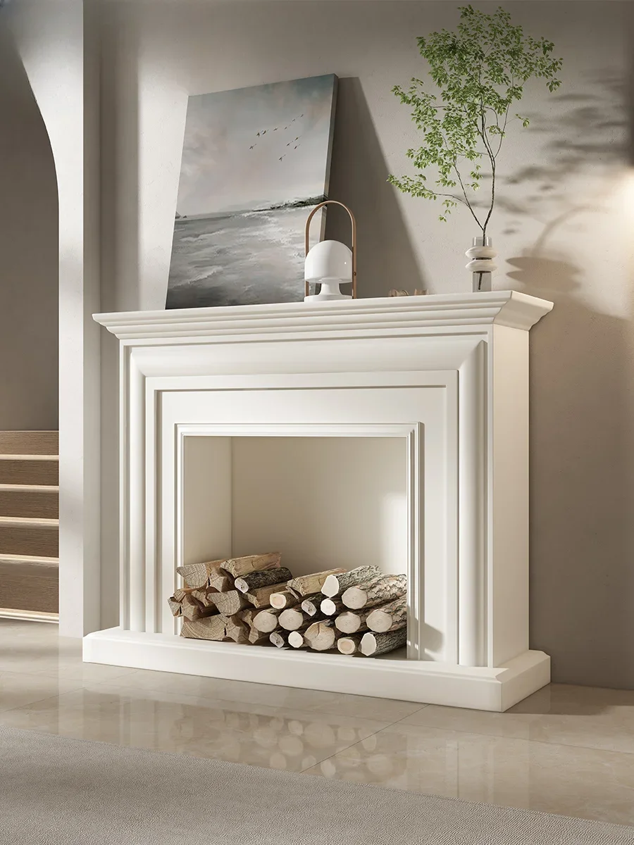 Modern simple fireplace, firewood decoration, Italian-style simple rack, wabi-sabi white rack, wall side cabinet