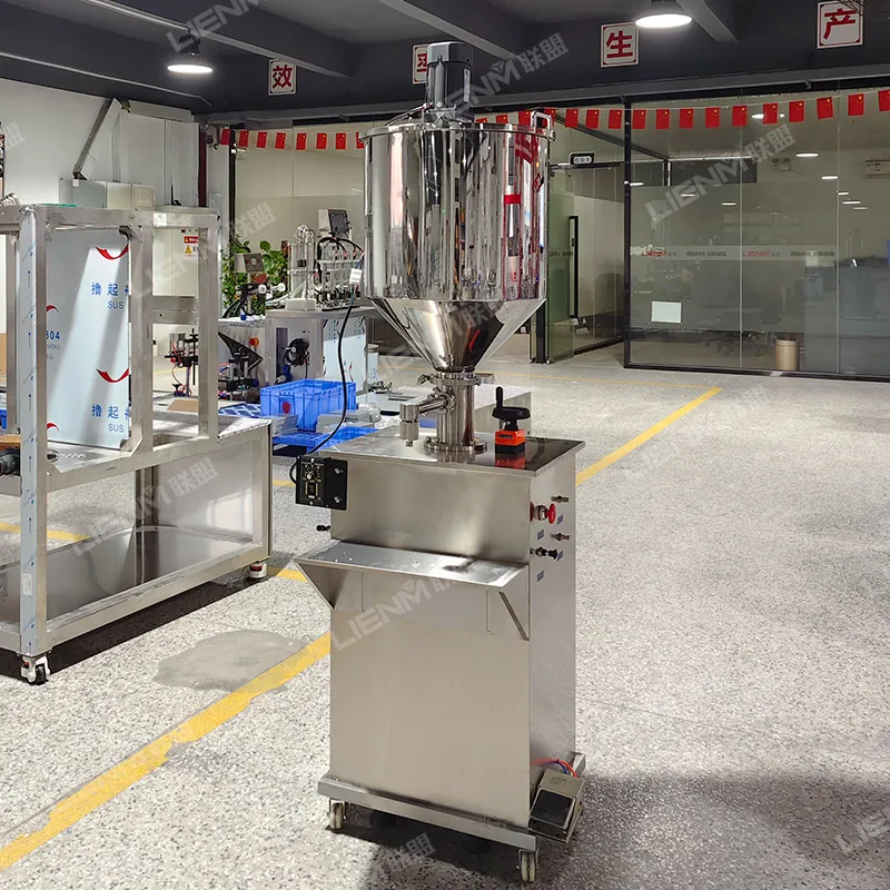Newly Designed Vertical Paste Filling Machine with Stirring and Heating Semi-automatic Cosmetic Cream Filling Machine