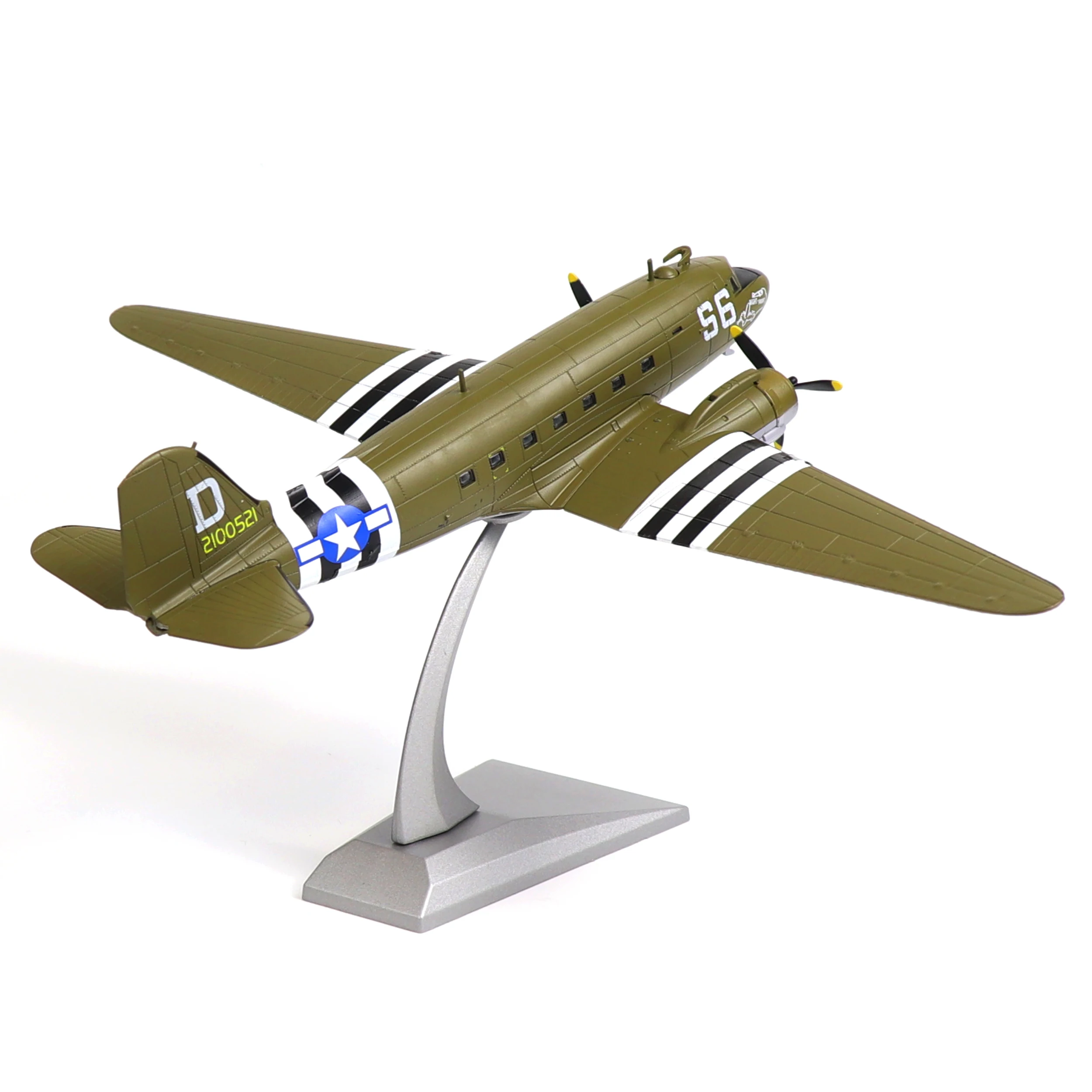 NUOTIE Douglas C-47 Skytrain 1/100 Metal Diecast Aircraft Model WWⅡ US C47 'Night Fright' Military Transport Model Airplane for