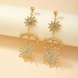 Exaggerated Hexagram Earrings For Moon Metal Geometric Ear Accessories Holiday Party Gift Fashion Jewelry BE073