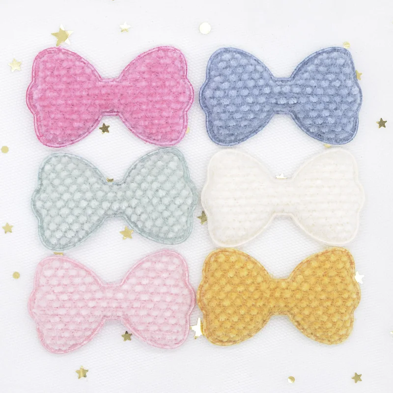 12pcs/lot Soft Corn Kernels Plush Patches Bow Tie Applique for Clothing Crafts Sewing Supplies DIY Headwear Hair Clips Decor