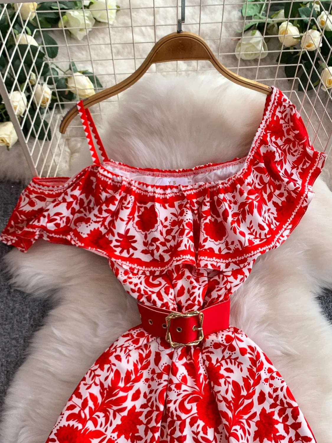 Ele vestido con estampado floral de cintura alta para mujer ort Sve Dr pajarita cintura falda ceñida Sle otoño Faion Dr