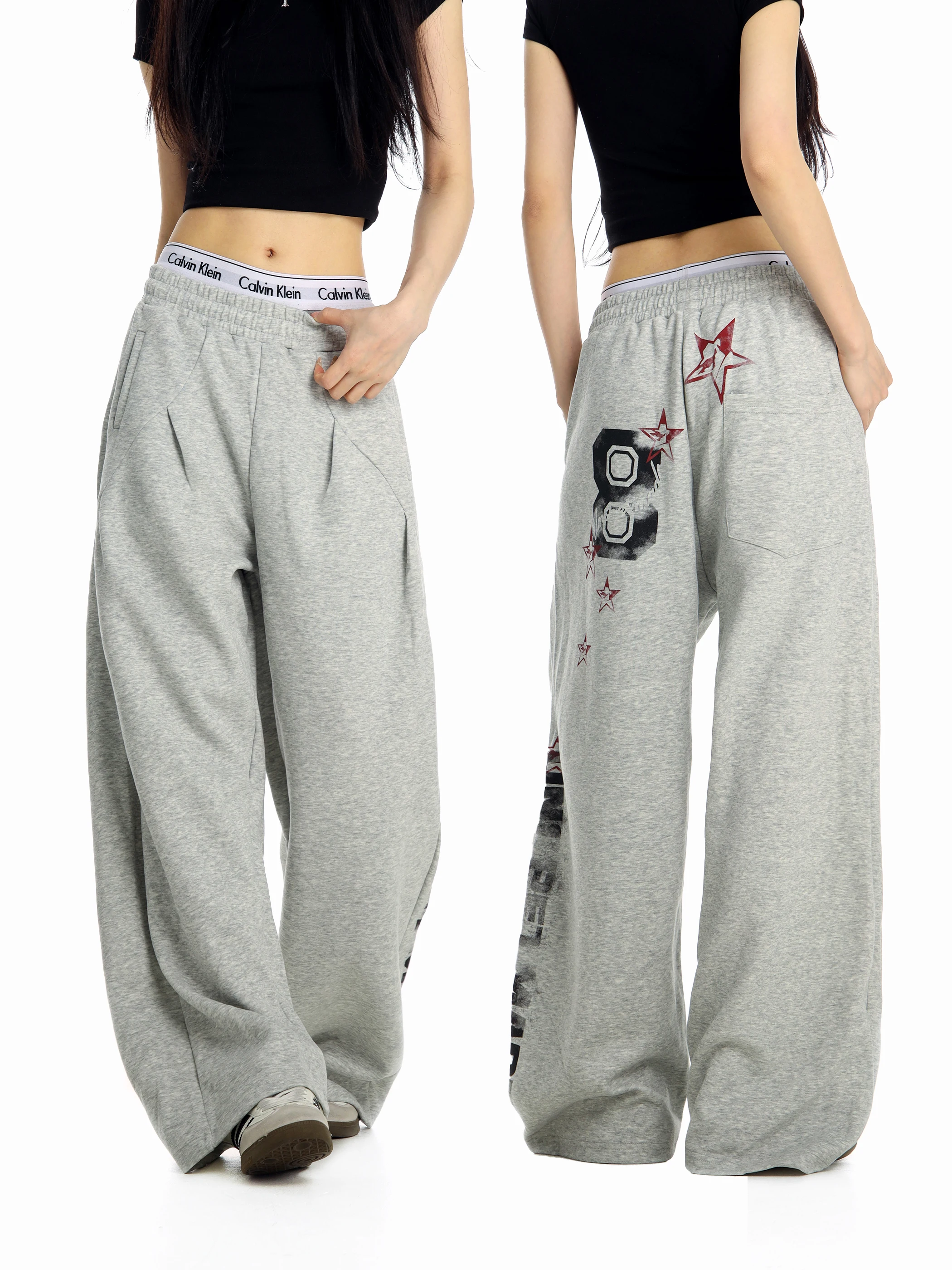 

Американские ретро-спортивные брюки с широкими штанинами и деконструированным дизайном для женщин, свободные, для джазовых танцев, повседневные, длинные, Ci Walk