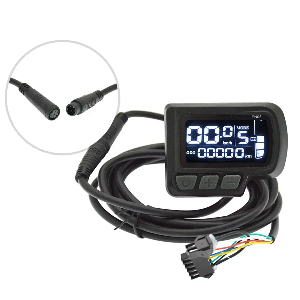 6pin E-Bike EN06 LCD Display Control Panel 24-48V For Electric Bicycle Scooter For Showing Riding Speed Time Power Temperature