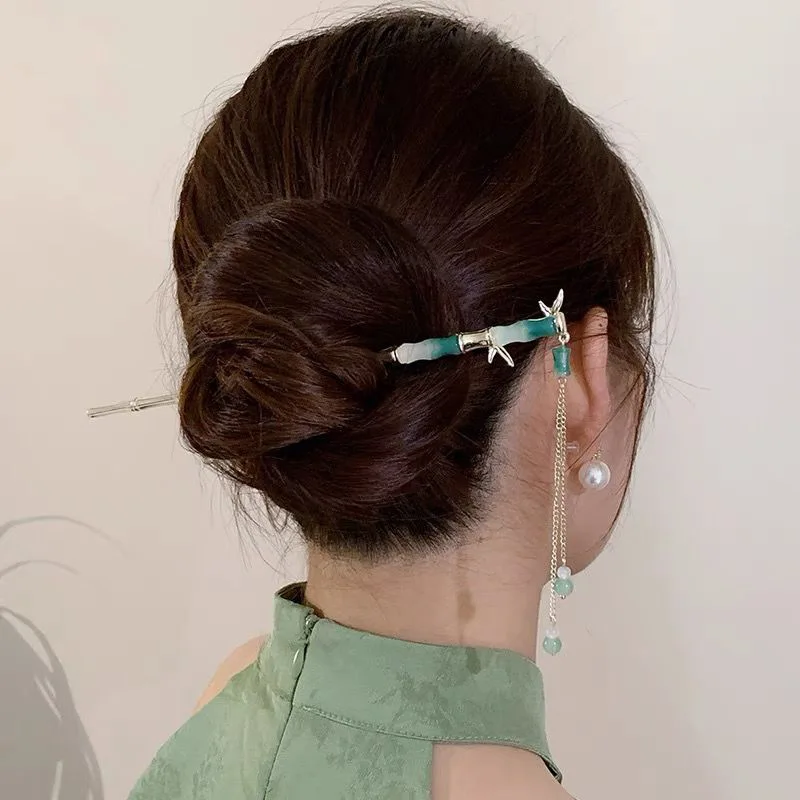 New Chinese Bamboo Hair Sticks Hair Needle Retro Tassels Hairpin for Women Suitable Long Dresses Hanfu Wear Hair Accessories