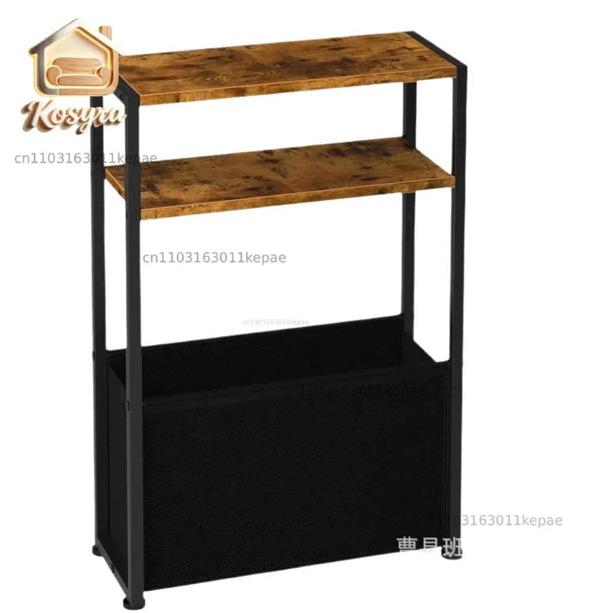 Narrow side table with fabric basket Slender side table Bedroom bedside shelf Living room Couch Super narrow table