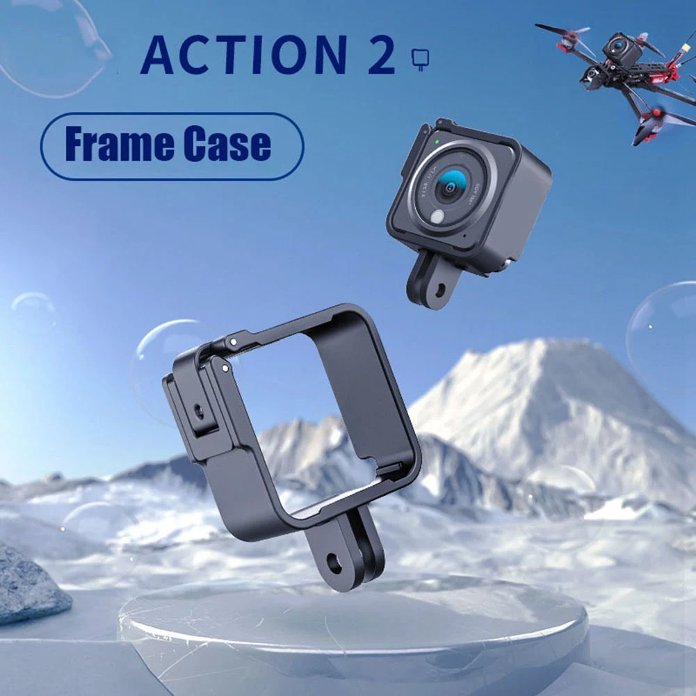 Quadro protetor para DJI Action 2, Camcorder Housing Case, Mount Bracket com tampa lateral Hole