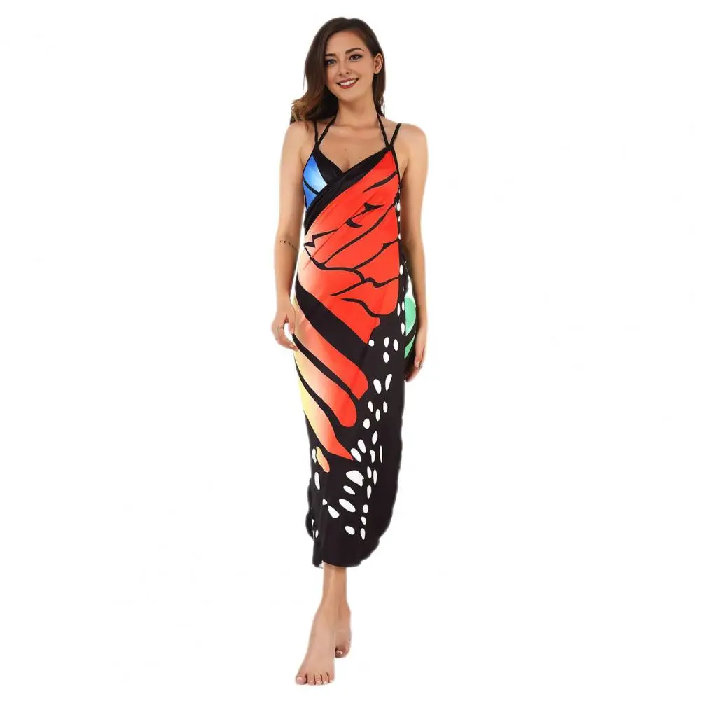 Kleurrijke Sjaal Tropisch Print Sjaal Met Kleurrijke Print Strandcover-Up Jurk Met Spaghettibandjes Halloween Bikini Wrap Badkleding