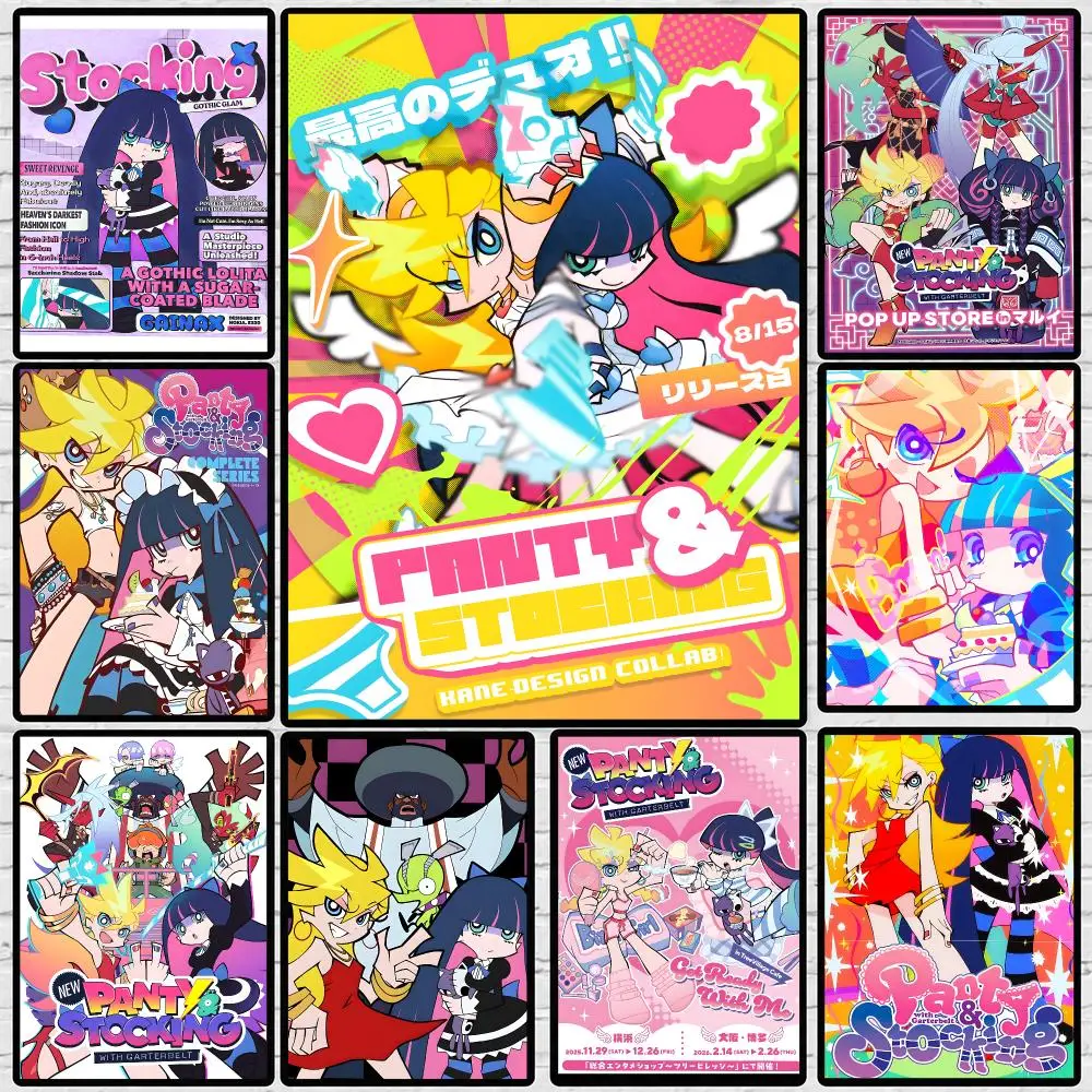 Anime Panty And Stocking Poster 	 Poster Wall Sticker Waterproof Self Adhesive HD Art Bedroom Bar Decor