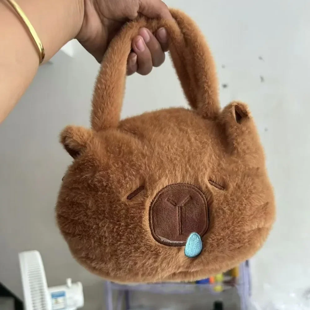 Einkaufstasche Capybara Plüsch Umhängetasche Große Kapazität Cartoon Capybara Plüsch Handtasche Obst Reißverschluss Cartoon Umhängetasche