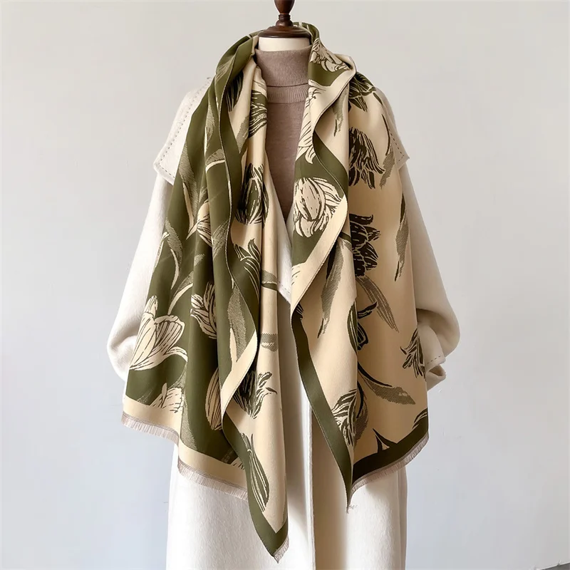 Women Winter Cashmere Scarf 2024 Floral Pashmina Luxury Brand Shawls and Wraps Bufanda Hijab Travel Stoles Echarpe Warm Blanket