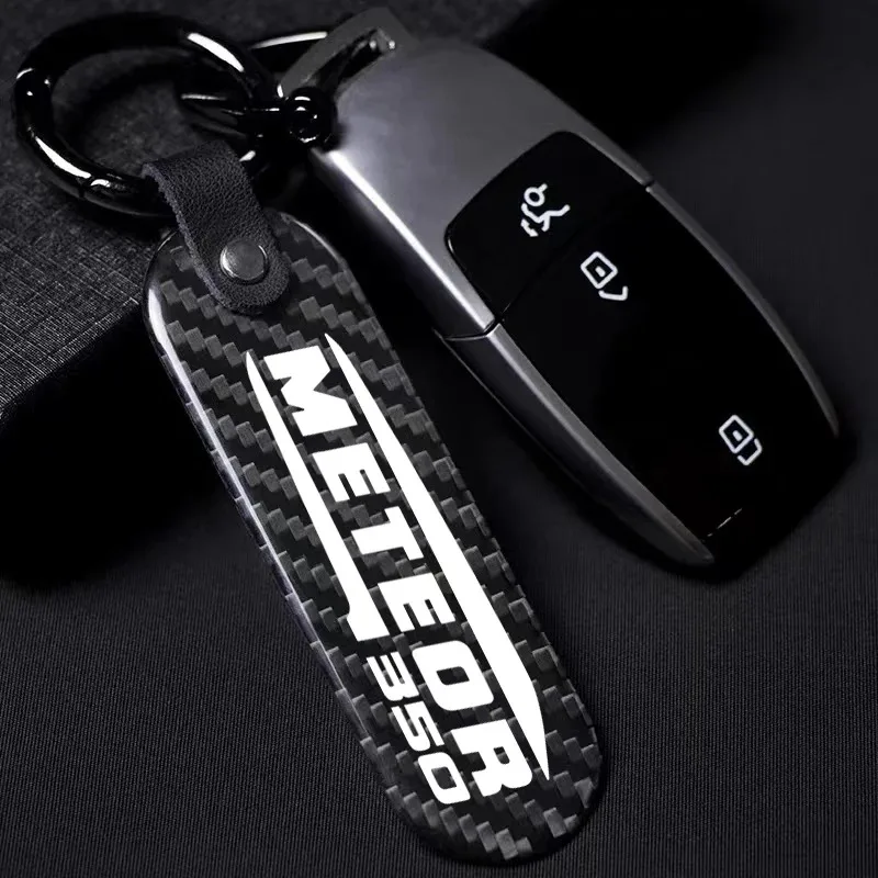 1PCS For Royal Enfield Meteor 350 Meteor350 Universal year Custom Accessorie Motorcycle Keychain Keyring Carbon FiberHigh-Grade