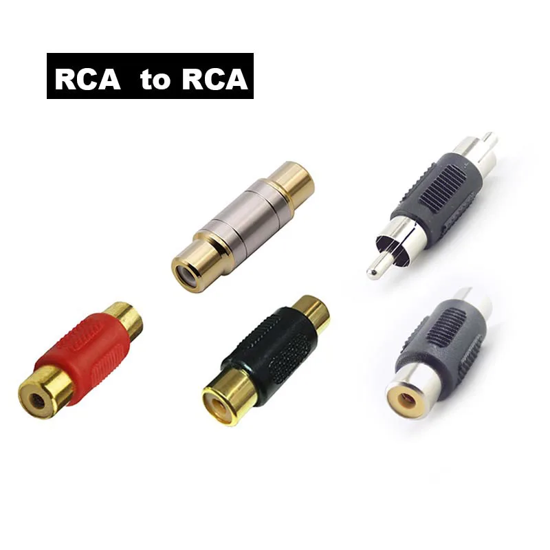 2pcs Dual RCA to RCA Coupler Joiner Plug Female Male Connector to  Audio Video AV Cable Extender for CCTV camera F1