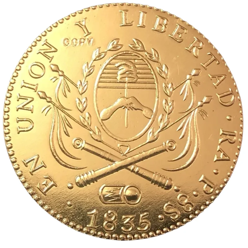 1835 La Rioja 8 Escudos Provincias del rio de la plata Gold Copy Coin  35mm