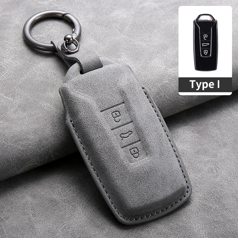 Car Key Case Cover for VW Volkswagen Touareg 2019 2020 2021 2022 2023 Leather Car Key Protection Shell