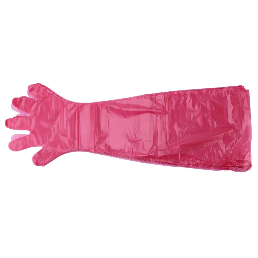 100pcs Thickened Disposable PE Gloves 90cm Length PE Veterinary Dressing Gloves Disposable Angled Opening Plastic Gloves