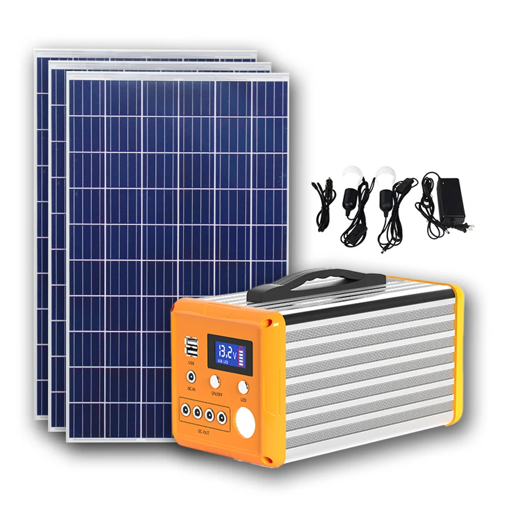 300W 200W Portable Solar Power Generators Off Grid 12V Portable Solar Generator With Panel Completed Set 30A Single Phase