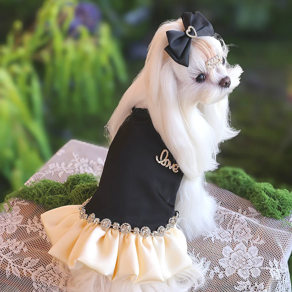 

Fashion Elegant Black Puppy Dog Outfits Wedding Party Princess Dresses For Small Medium Dog Yorkshire Poodle Dress Pet Clothes