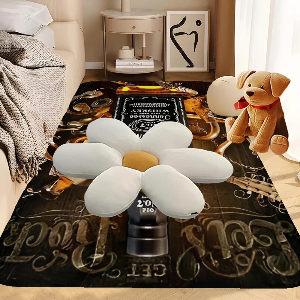 J-Jack-Daniels whisky Pattern Floor Floor Mat INS Style Soft Bedroom Floor House Laundry Room Mat Anti-skid Household Carpets