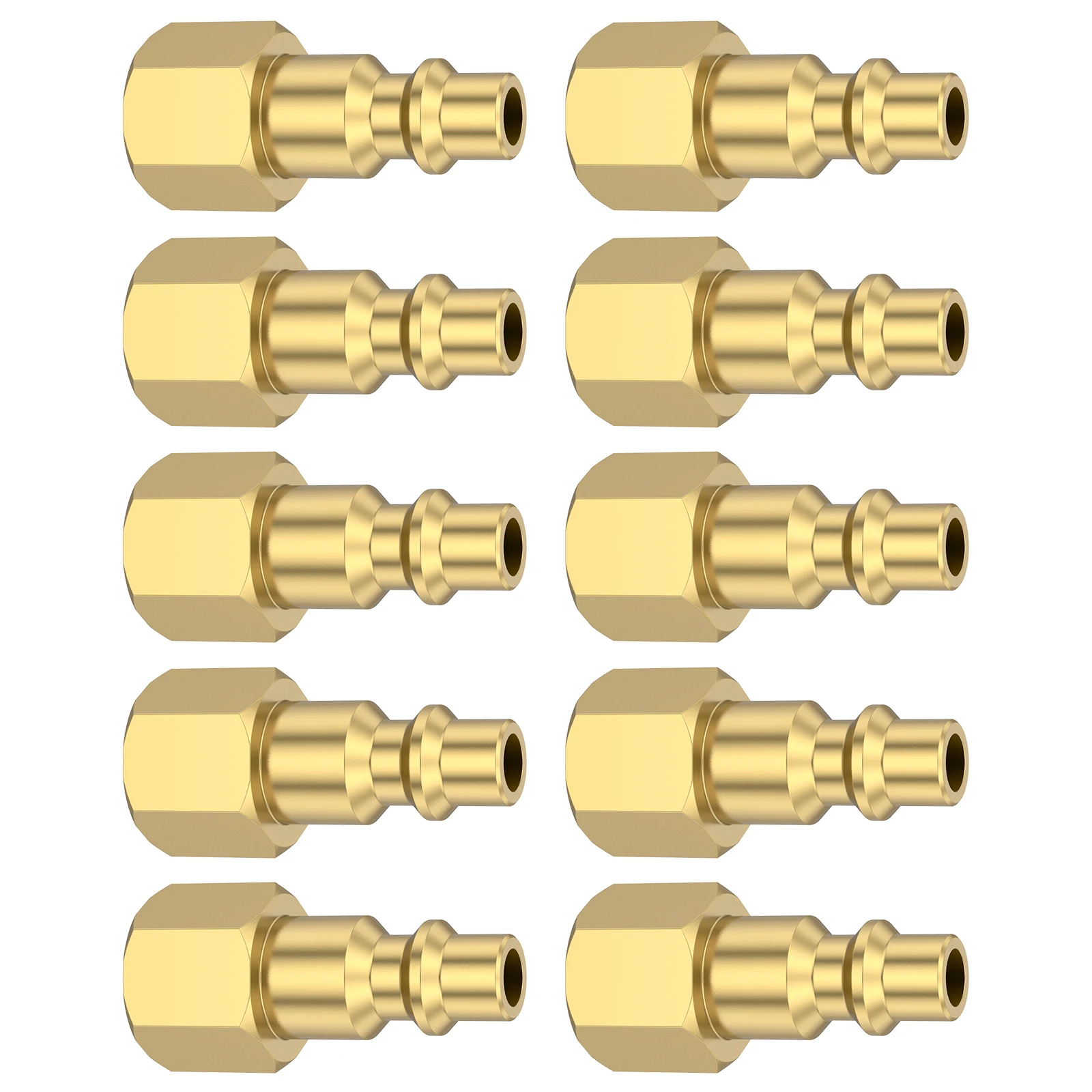 10 Stuks 1/4Inch Npt Vrouwelijke Luchtkoppeling Plug Ons Messing Vrouwelijke Draad Luchtfitting Vrouwelijke Luchtkoppeling Fitting Luchtkoppeling Montage Luchtgereedschap Fitting Snel