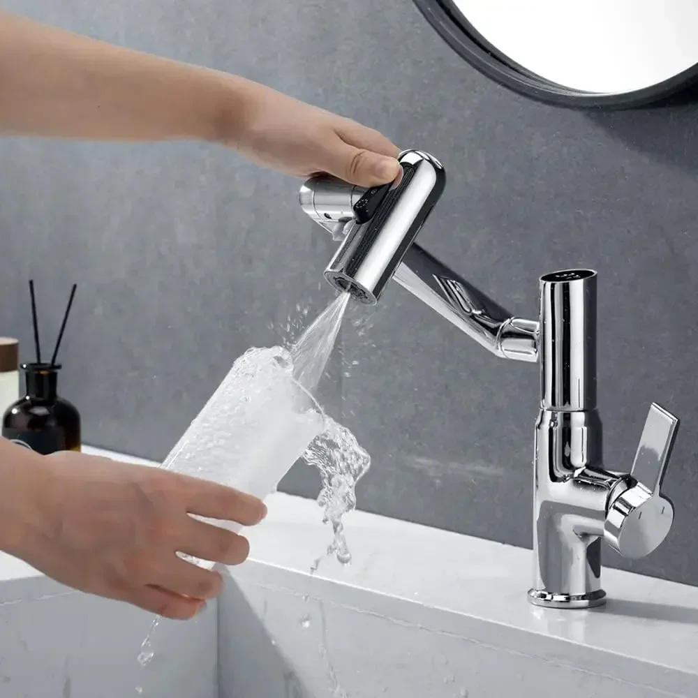 الذكية شاشة ديجيتال الحمام صنبور 360 دوران متعددة الوظائف حوض الحنفيات الساخن الباردة خلاط المياه غسل الحنفية سطح جبل