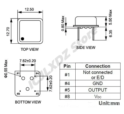 5pcs/lot New Original  Square half size 8m 4P OSC in-line active crystal oscillator 8MHz 4-pin oscillator clock dip In Stock