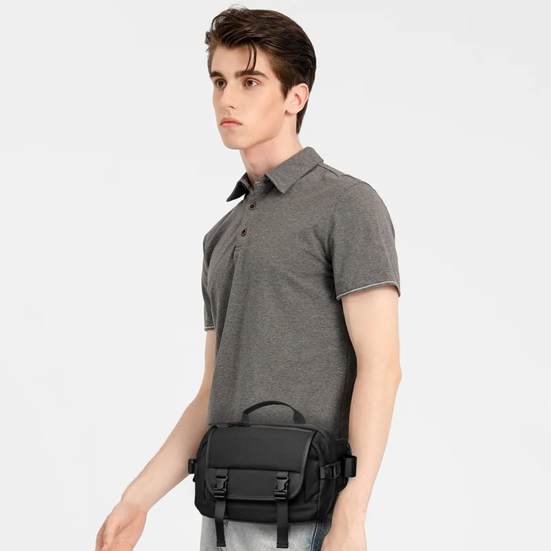 OZUKO-Sac banane pour hommes, sacoche multifonction d'extérieur, imperméable, pour voyage, téléphone, à bandoulière