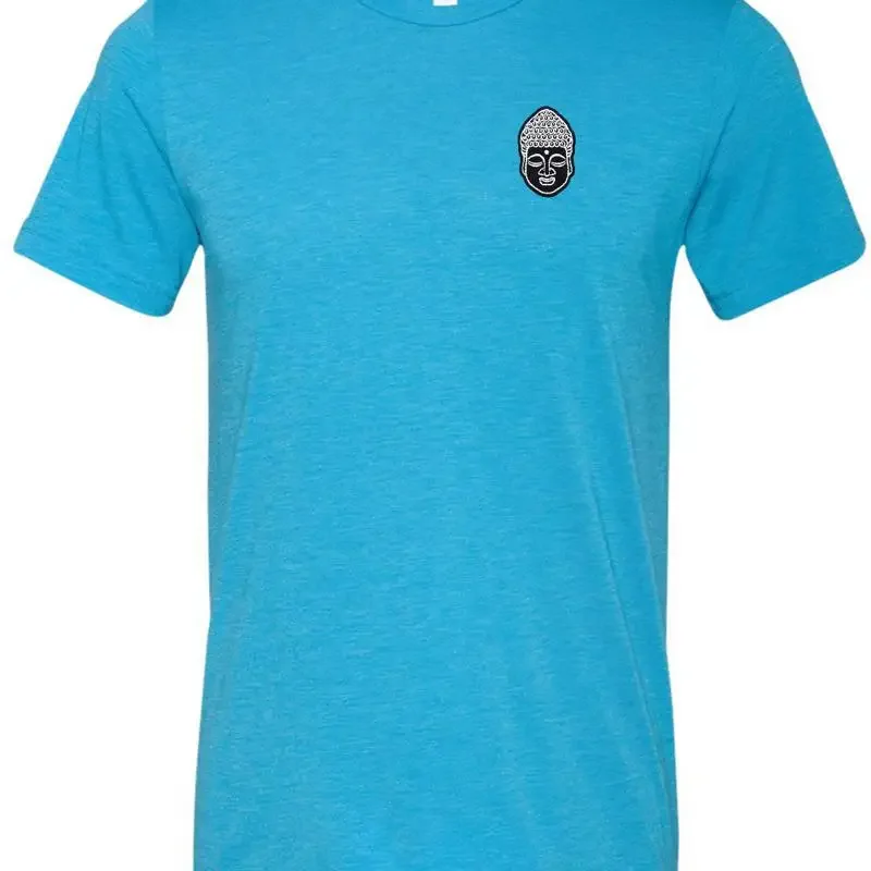 Buy Cool T Shirt Yoga Buddha Head Patch Pocket Print Tri Blend